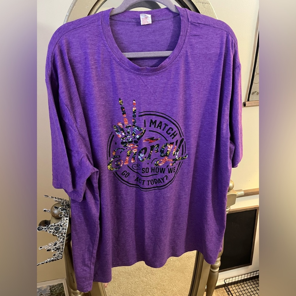 SHEIN Purple Graphic Short Sleeve Tee